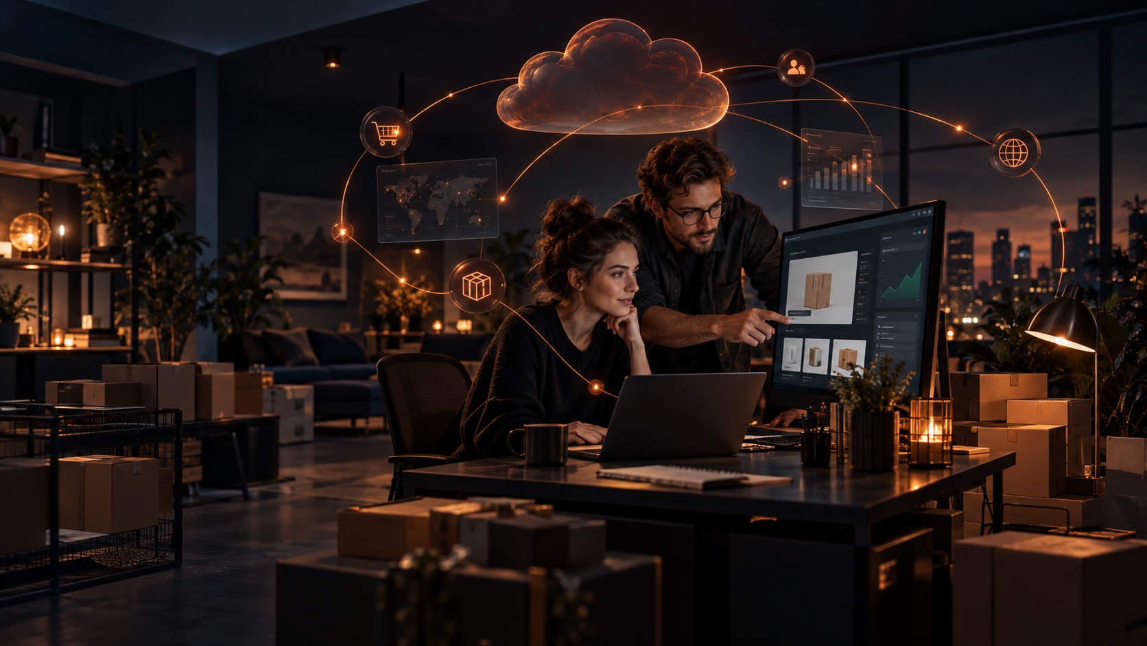 A growing business team working on an online application